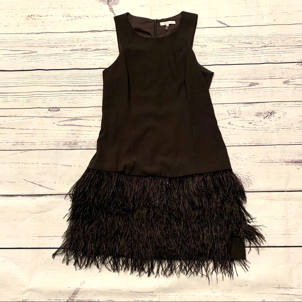 Lucy Paris feathered little black dress
